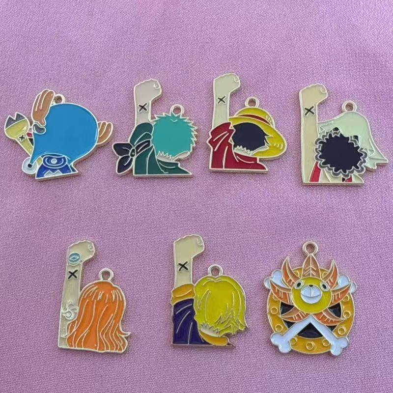 Earrings - 10PCS alloy drip oil cartoon pendant,
