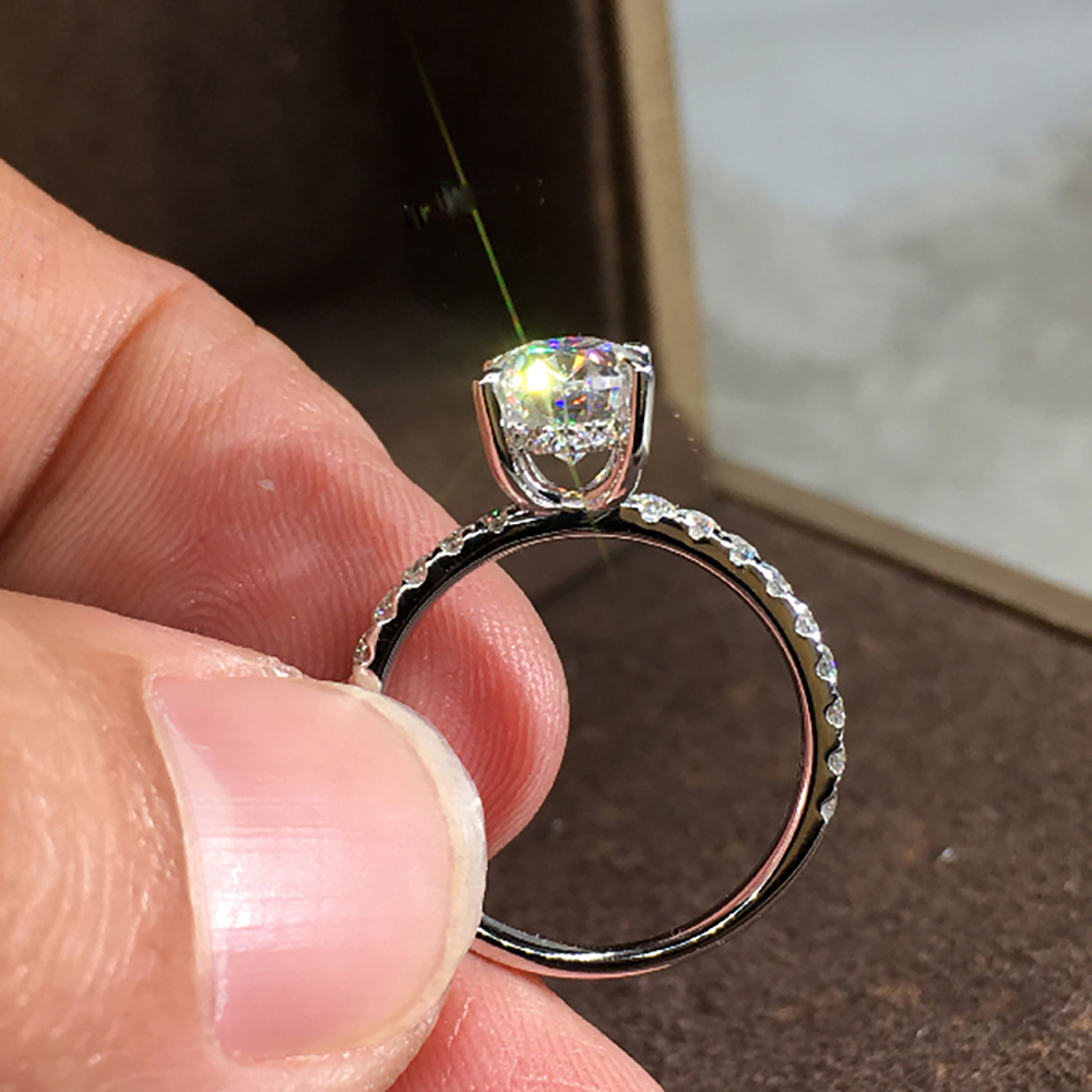 Custom Solid 10K White Gold Wo - Moissanite Engagement Ring 1 Carat 评论和价格