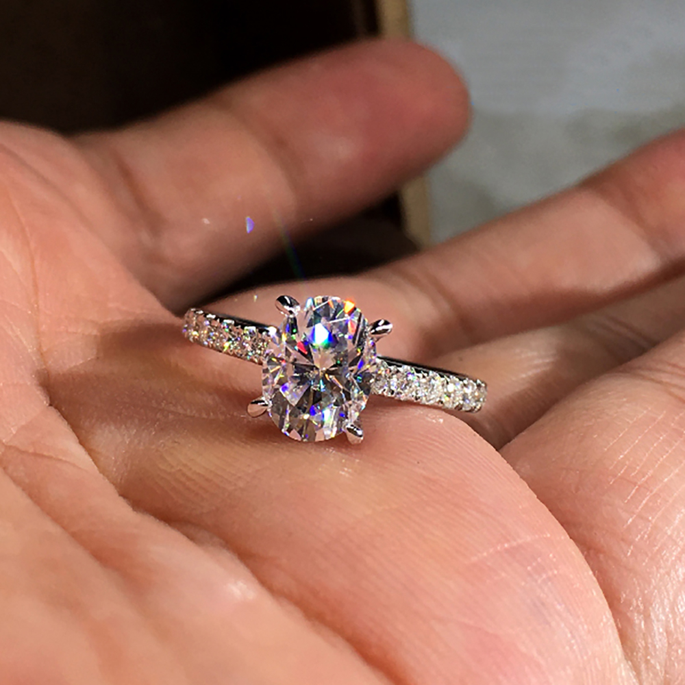 Custom Solid 10K White Gold Wo - Moissanite Engagement Ring 1 Carat 评论和价格