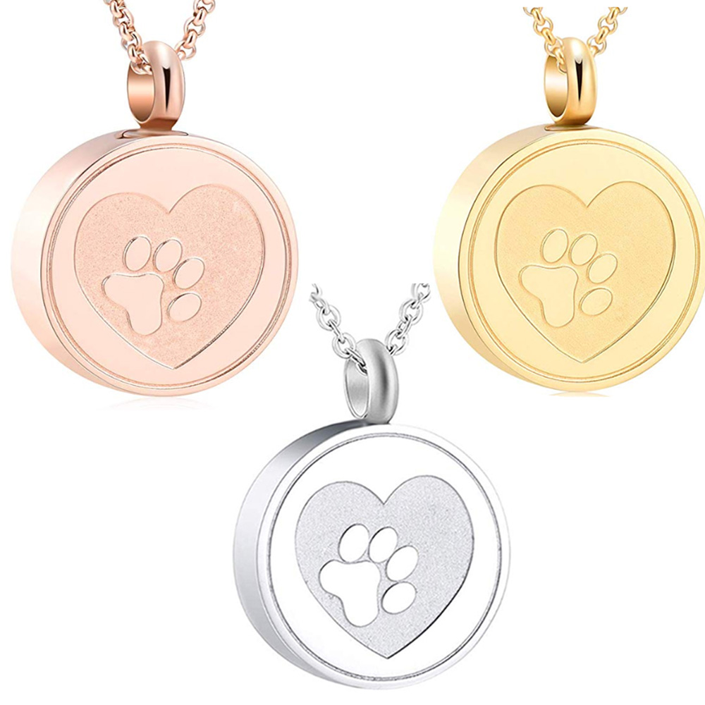 Free Engrave Pet Paw Print Hea - Heart Locket Necklace Photo 评论和价格
