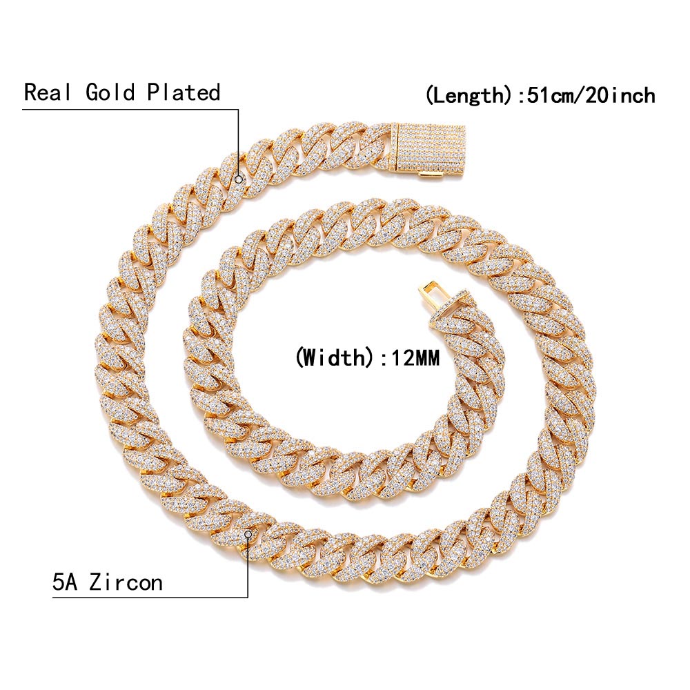 12mm Hip Hop Jewelry Diamond C - Cuban Link Chain 12Mm 评论和价格