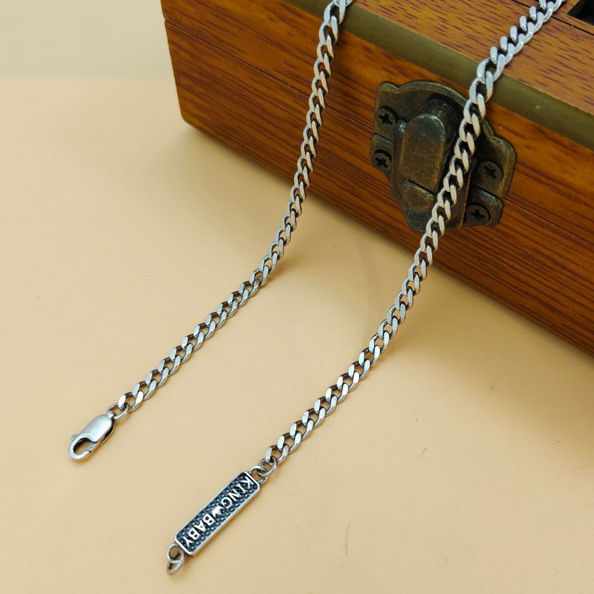 S925 sterling silver trendy pe - 925 Sterling Silver Chain Necklace Men 评论和价格
